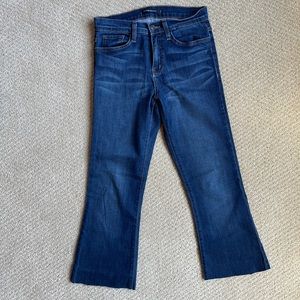 Flying Monkey Cropped Flare Raw Hem Jeans